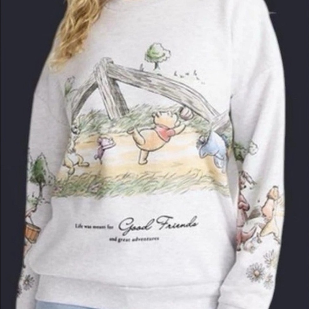 Disney Winnie the Pooh Friends All Over Print Sweatshirt XS NWT